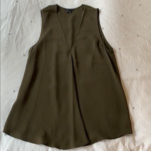 Theory Green silk sleeveless top